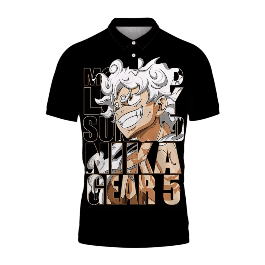 One Piece Luffy Gear 5 Black Anime T-Shirt