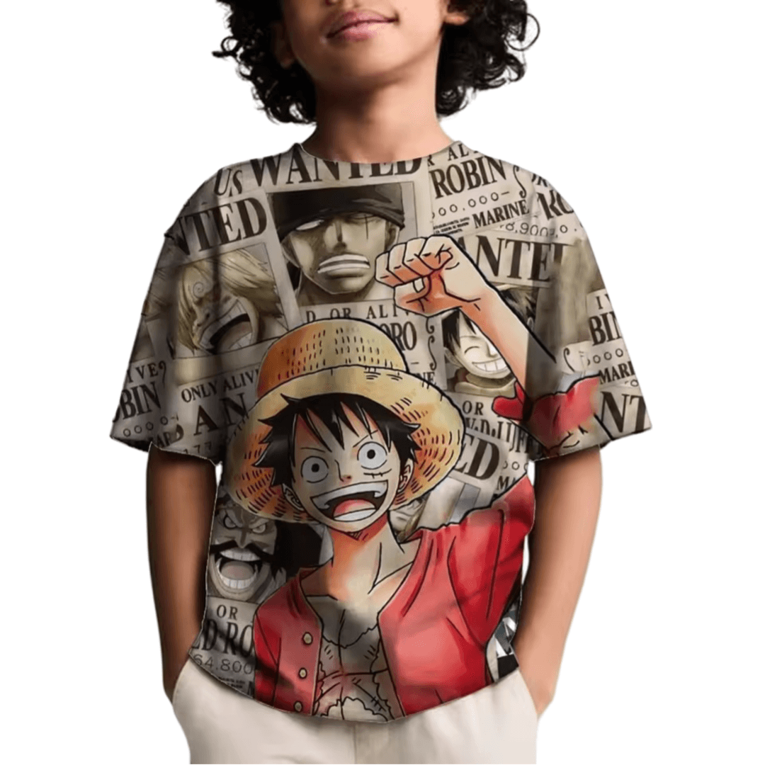 Anime One Piece Monkey D. Luffy Casual T-Shirt For Children