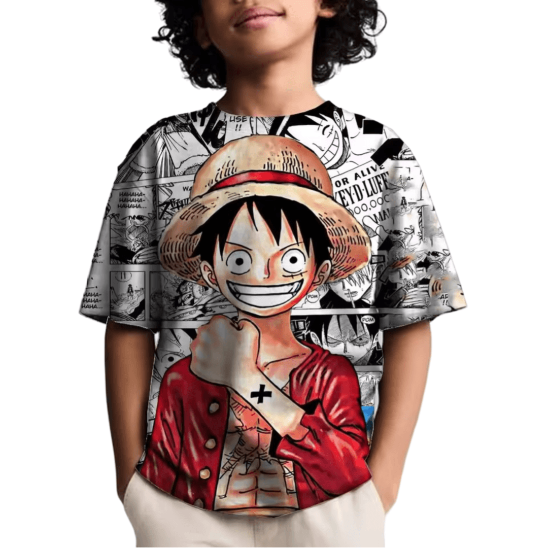 Anime One Piece Monkey D. Luffy Printed T-Shirt For Children