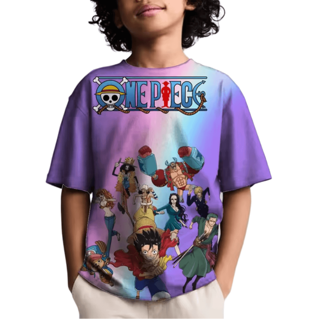 Anime One Piece Character Printed T-Shirt For Children