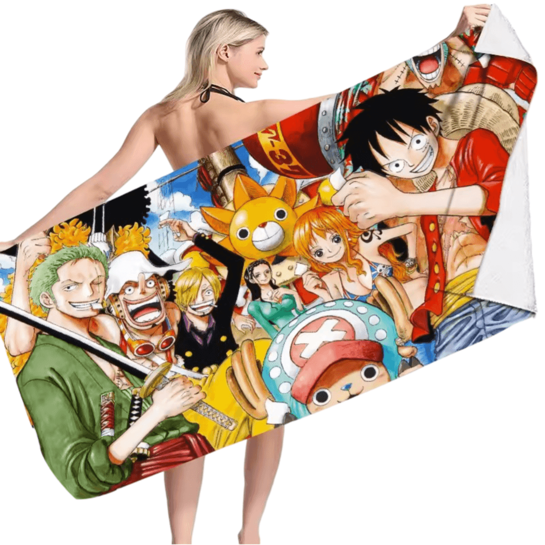 Anime One Piece Straw Hat Pirates Beach Bath Towel