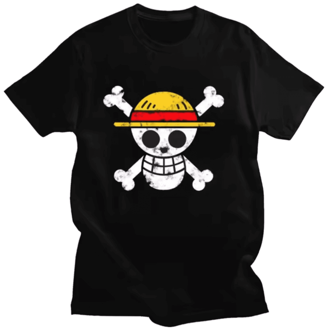 Anime One Piece Straw Hat Pirates Symbol Black T-Shirt