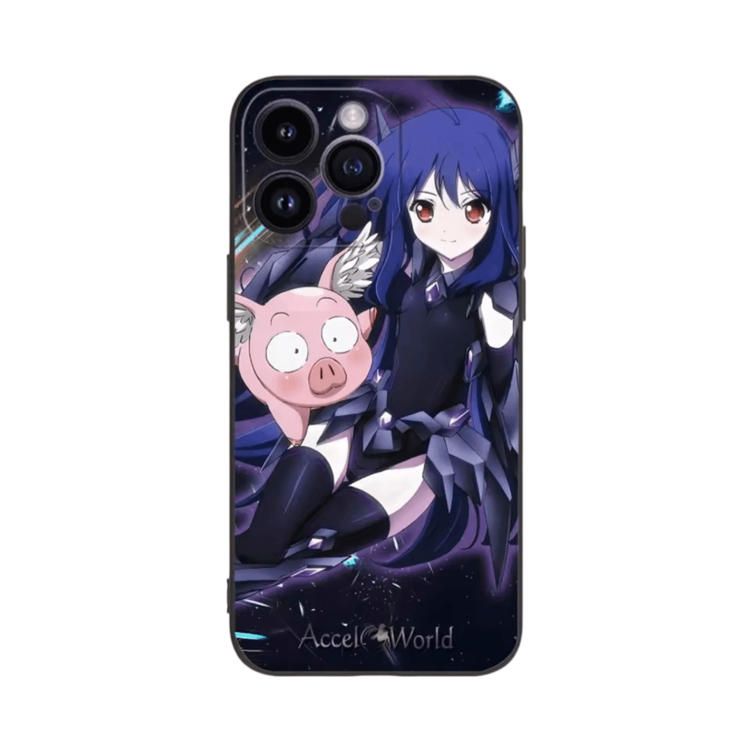 Anime Accel World Kuroyukihime With Pink Pig Phone Cover For iPhone
