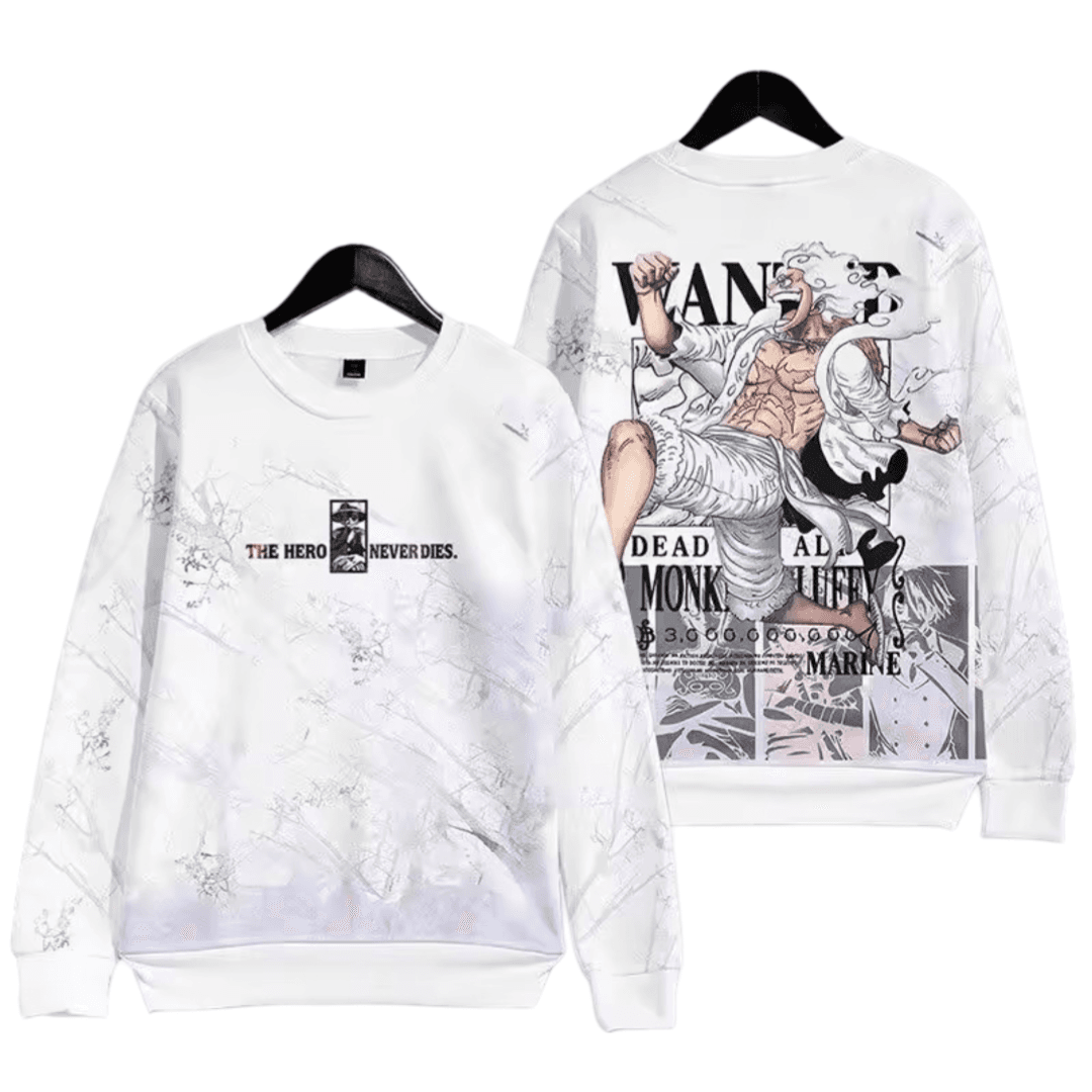 Anime One Piece Dead Or Alive Gear 5 Luffy White Sweatshirt