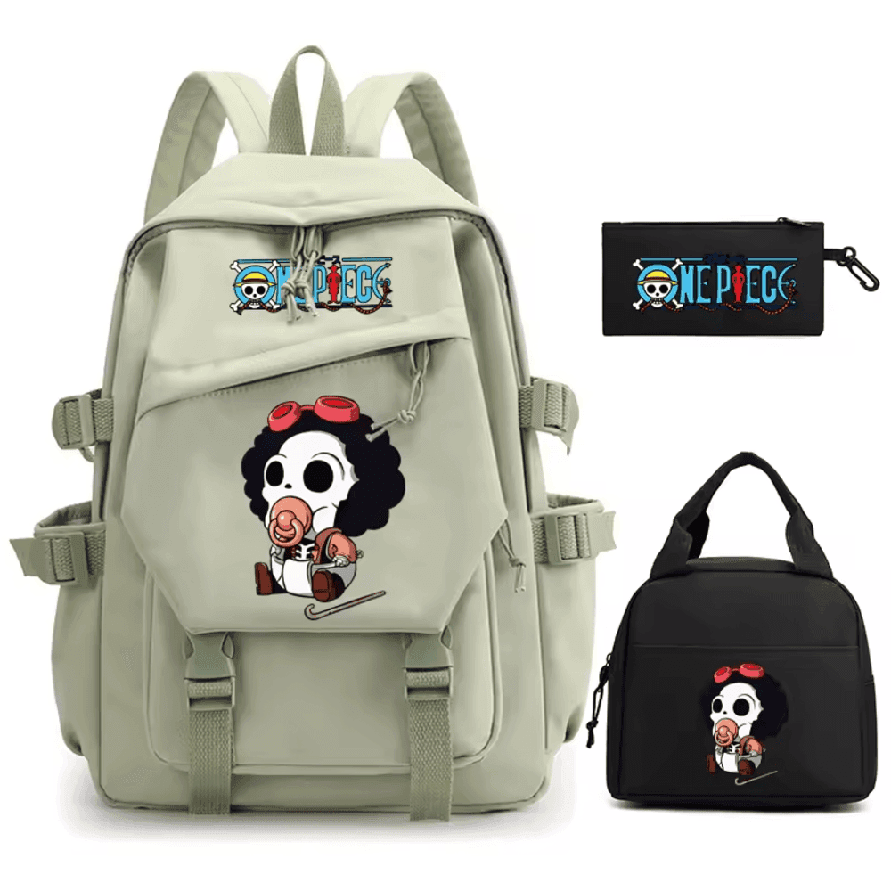 3Pcs/set One Piece Anime Baby Brook Printed Backpack — detail 1
