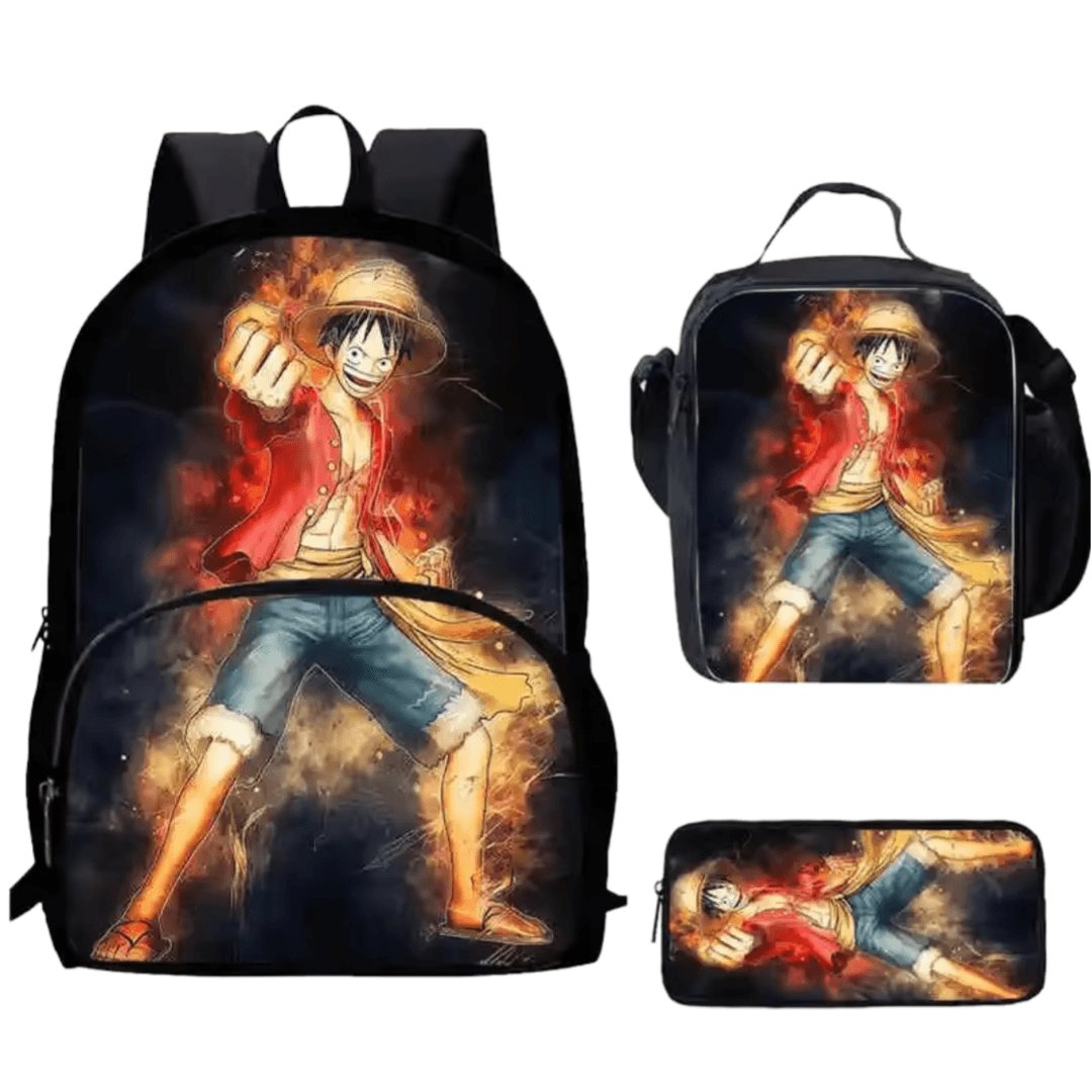 3Pcs/set Anime One Piece Luffy Black Backpack