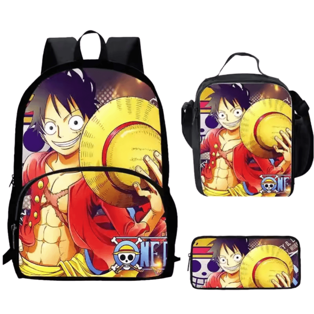 3Pcs/set One Piece Anime Luffy Student Backpack