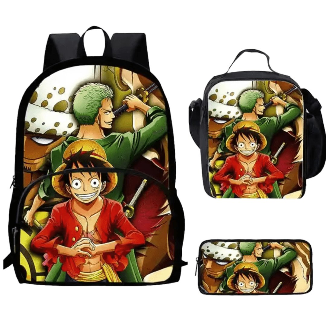 3Pcs/set Anime One Piece Luffy With Friends Backpack