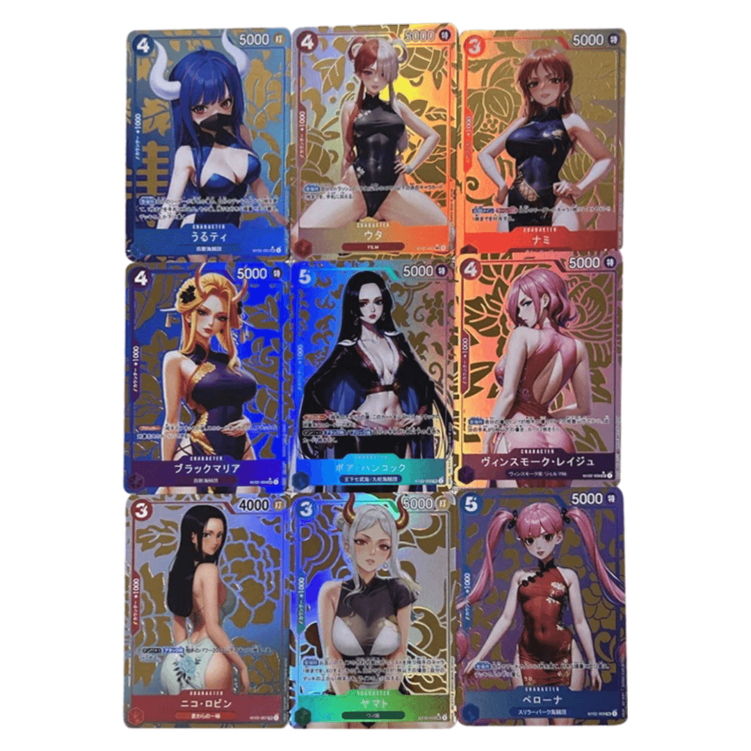 9Pcs/set Anime One Piece Colorful Flash Game Playing Card