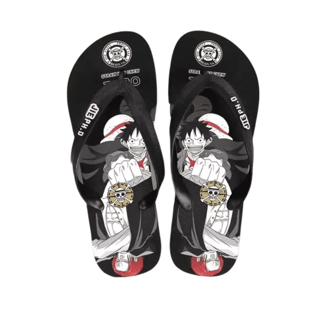 Anime One Piece Luffy Black Flip Flops Slipper