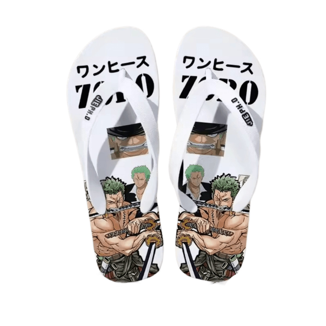 Anime One Piece Roronoa Zoro White Flip Flops Slipper