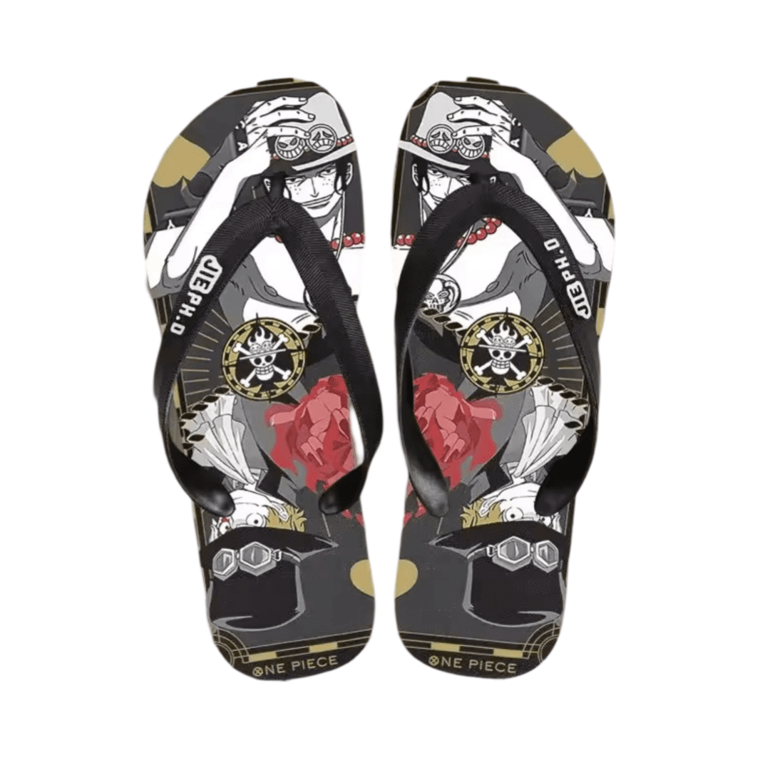 Anime One Piece Sabo Black Flip Flops Slipper