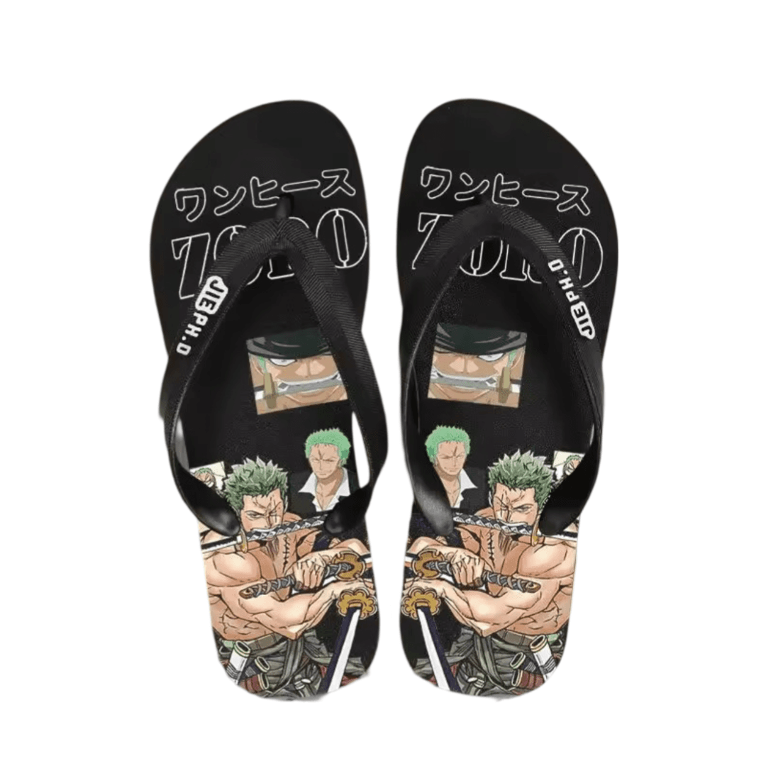 Anime One Piece Roronoa Zoro Black Flip Flops Slipper