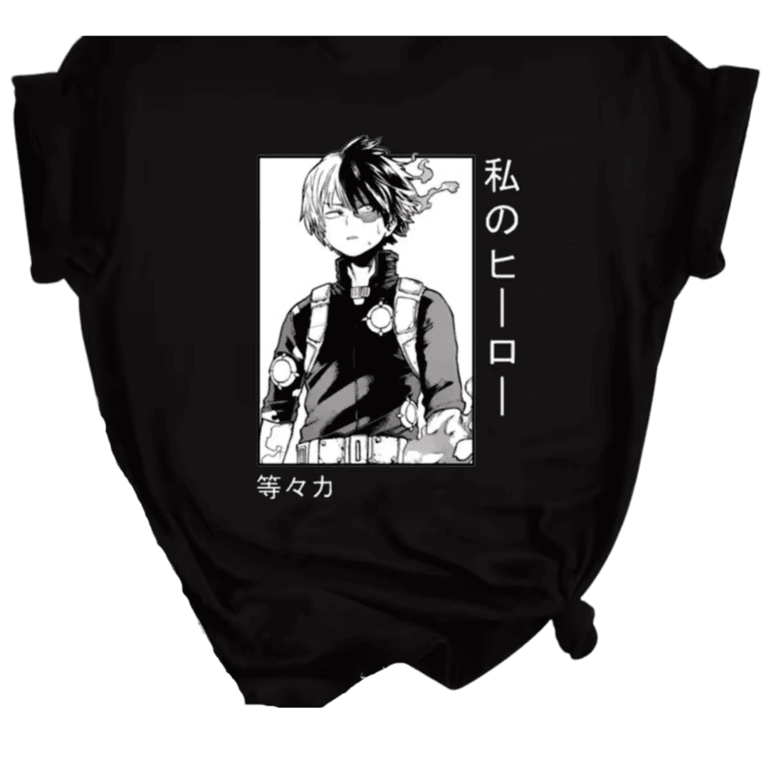My Hero Academia Anime Shoto Todoroki Black T-Shirt
