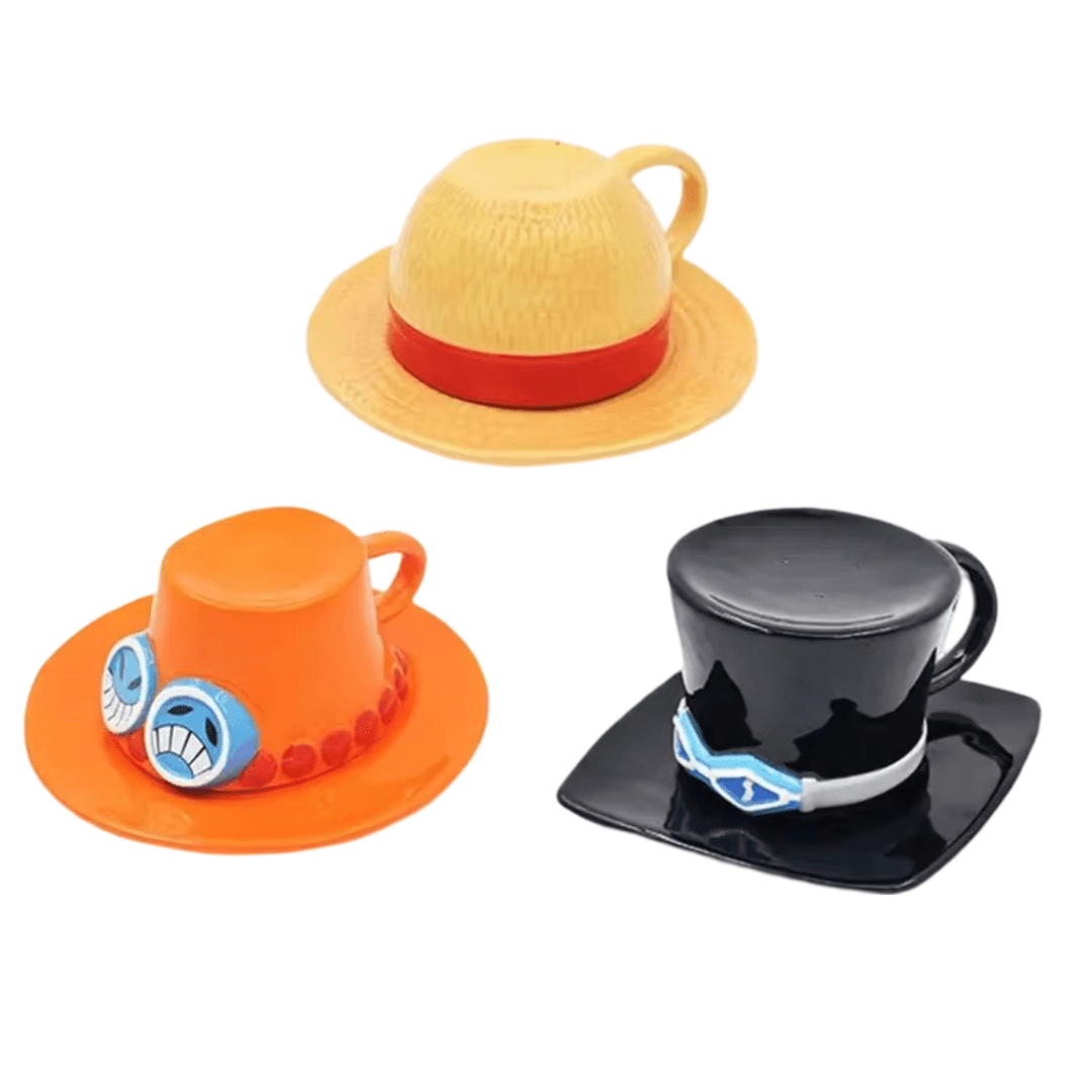 3Pcs/set Anime One Piece Hat Shaped Ceramic Coffee Cup