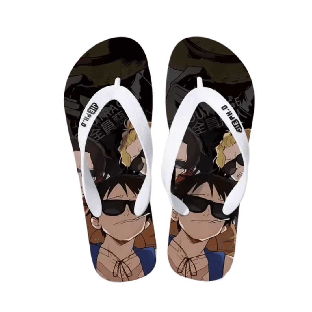 One Piece Anime Luffy With Friends Casual Flip Flop Slipper