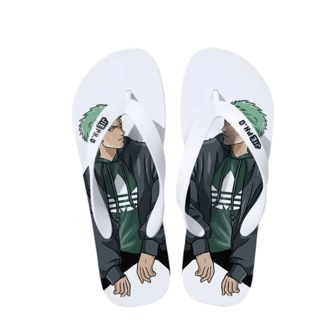 Anime One Piece Roronoa Zoro Casual Flip Flop White Slipper