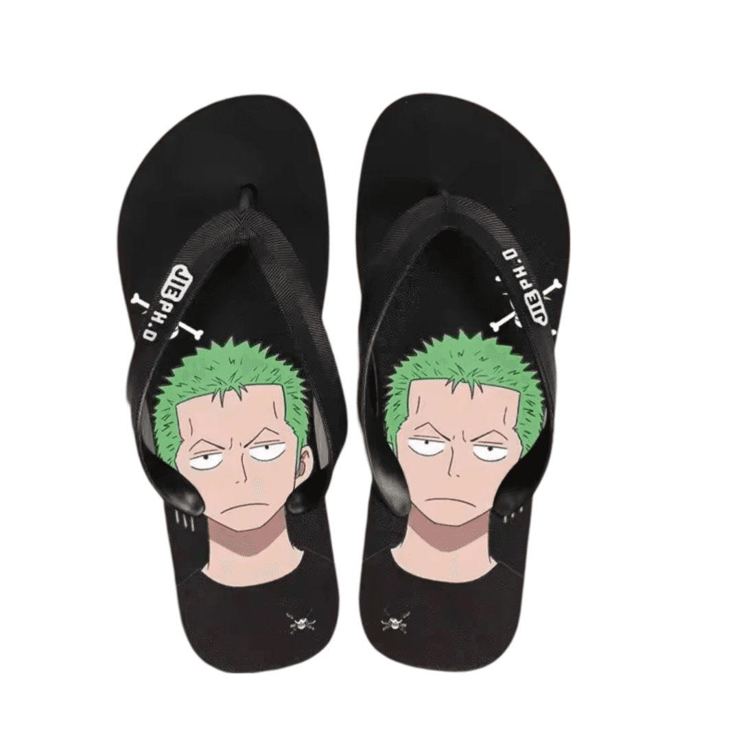 Anime One Piece Roronoa Zoro Casual Flip Flop Black Slipper