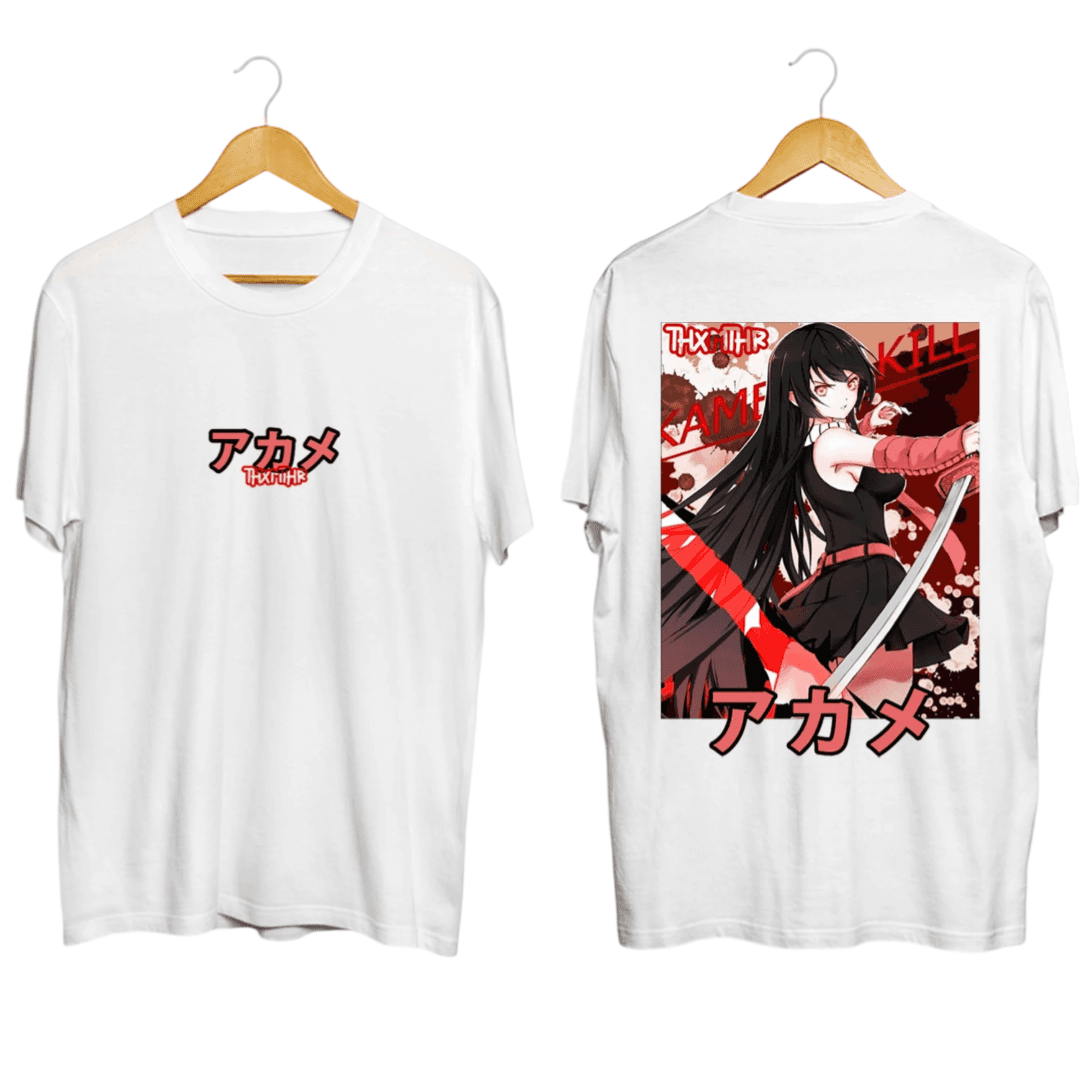 Akame Ga Kill Anime Akame Printed Black And White T-Shirt — detail 1