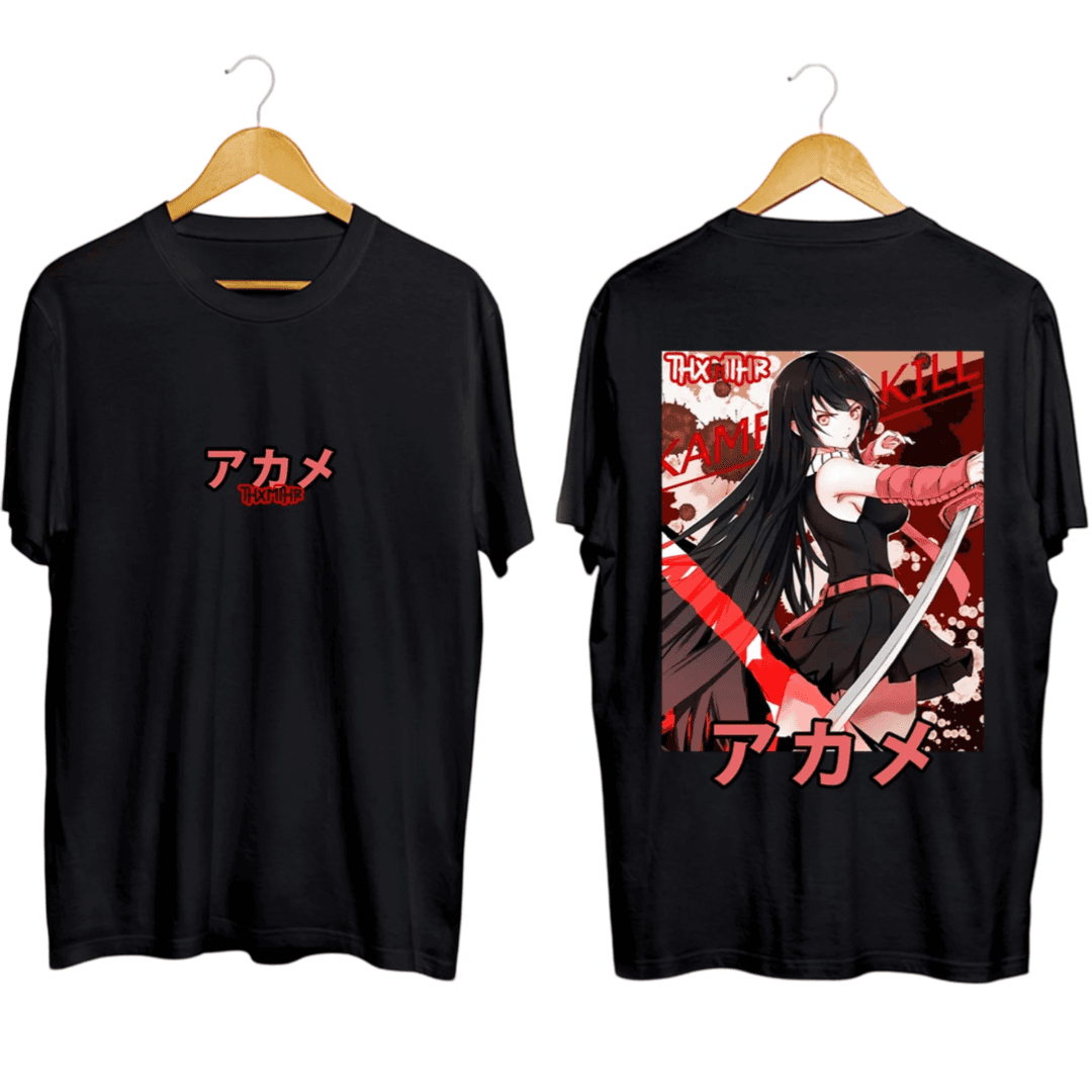 Akame Ga Kill Anime Akame Printed Black And White T-Shirt