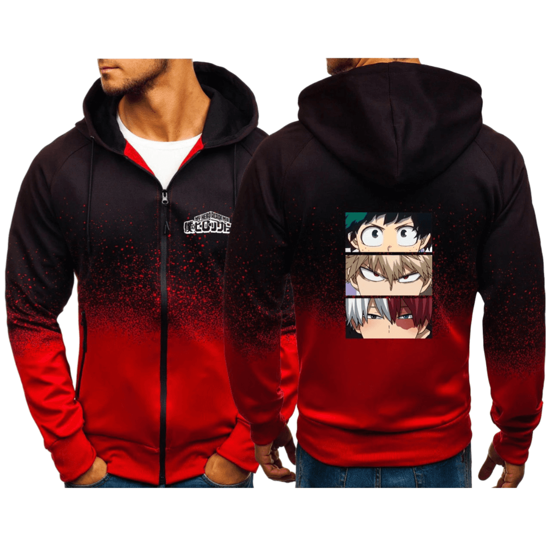 Anime My Hero Academia Izuku Midoriya And Shoto Todoroki With Katsuki Bakugo Zipper Hoodie