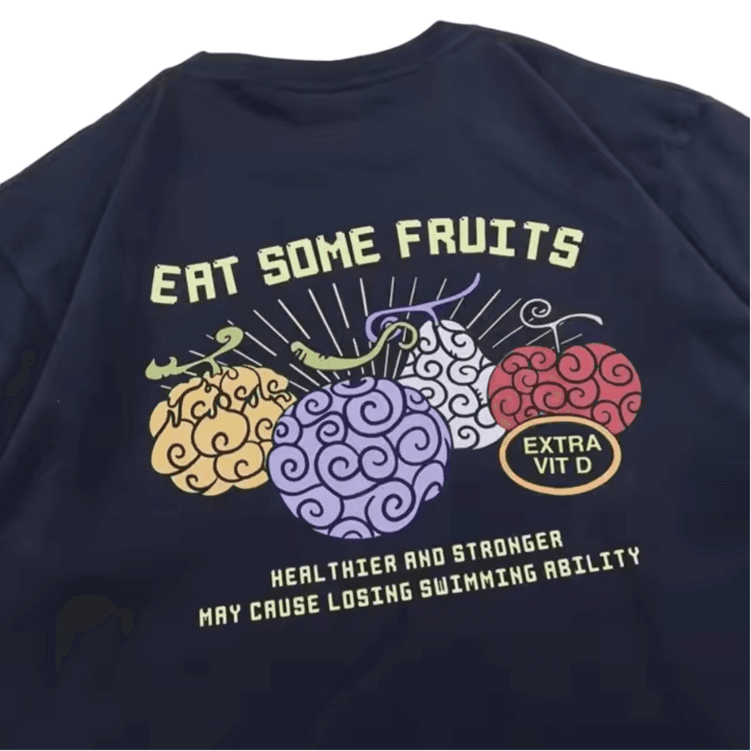 Anime One Piece Eat Some Fruits Printed T-Shirt — detail 1