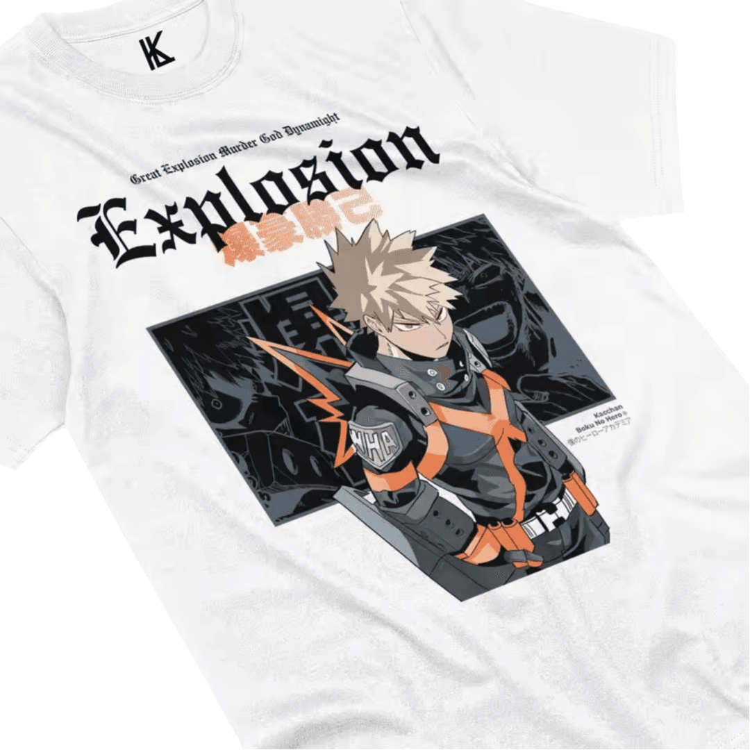 My Hero Academia Anime Katsuki Bakugo White T-Shirt