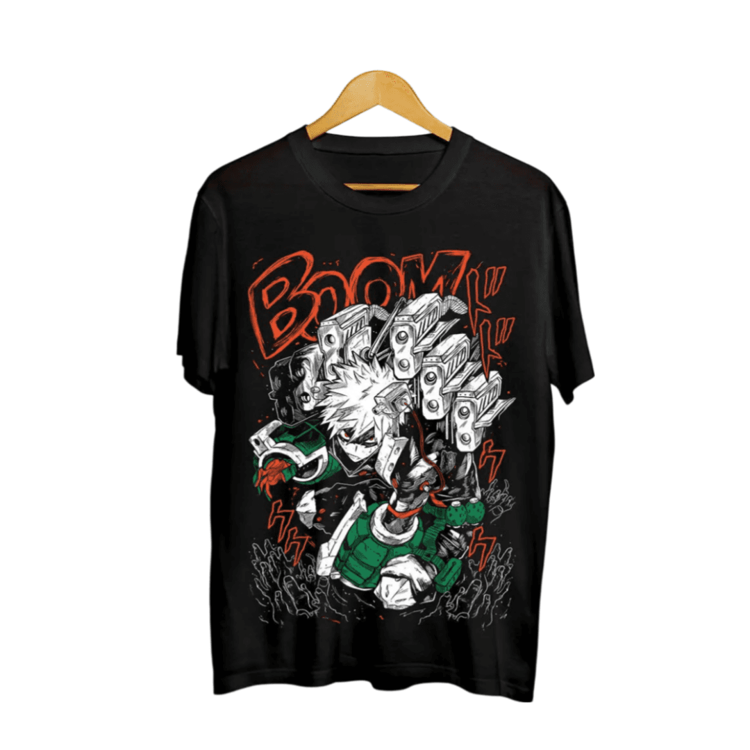 Anime My Hero Academia Katsuki Bakugo Casual Black T-Shirt