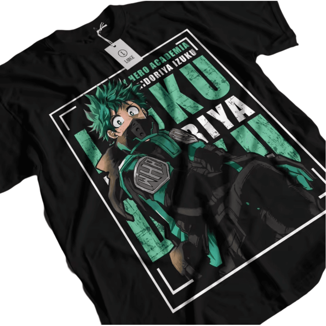Anime My Hero Academia Izuku Midoriya Black T-Shirt
