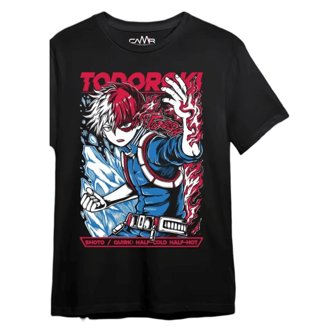 Anime My Hero Academia Shoto Todoroki Black And White T-Shirt