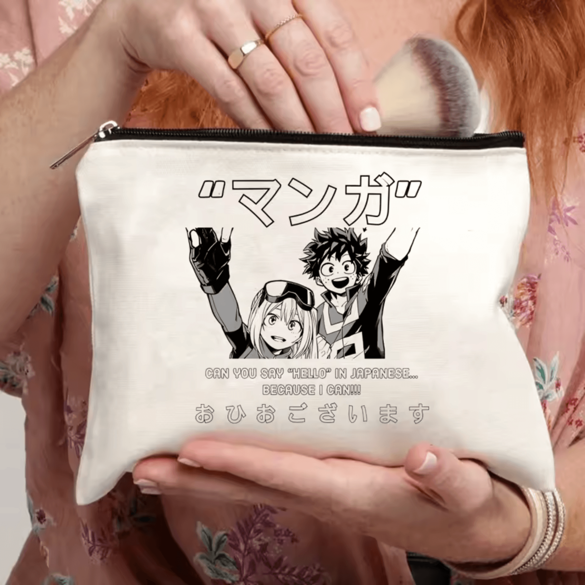 Anime My Hero Academia Izuku Midoriya And Ochaco Uraraka Makeup Bag