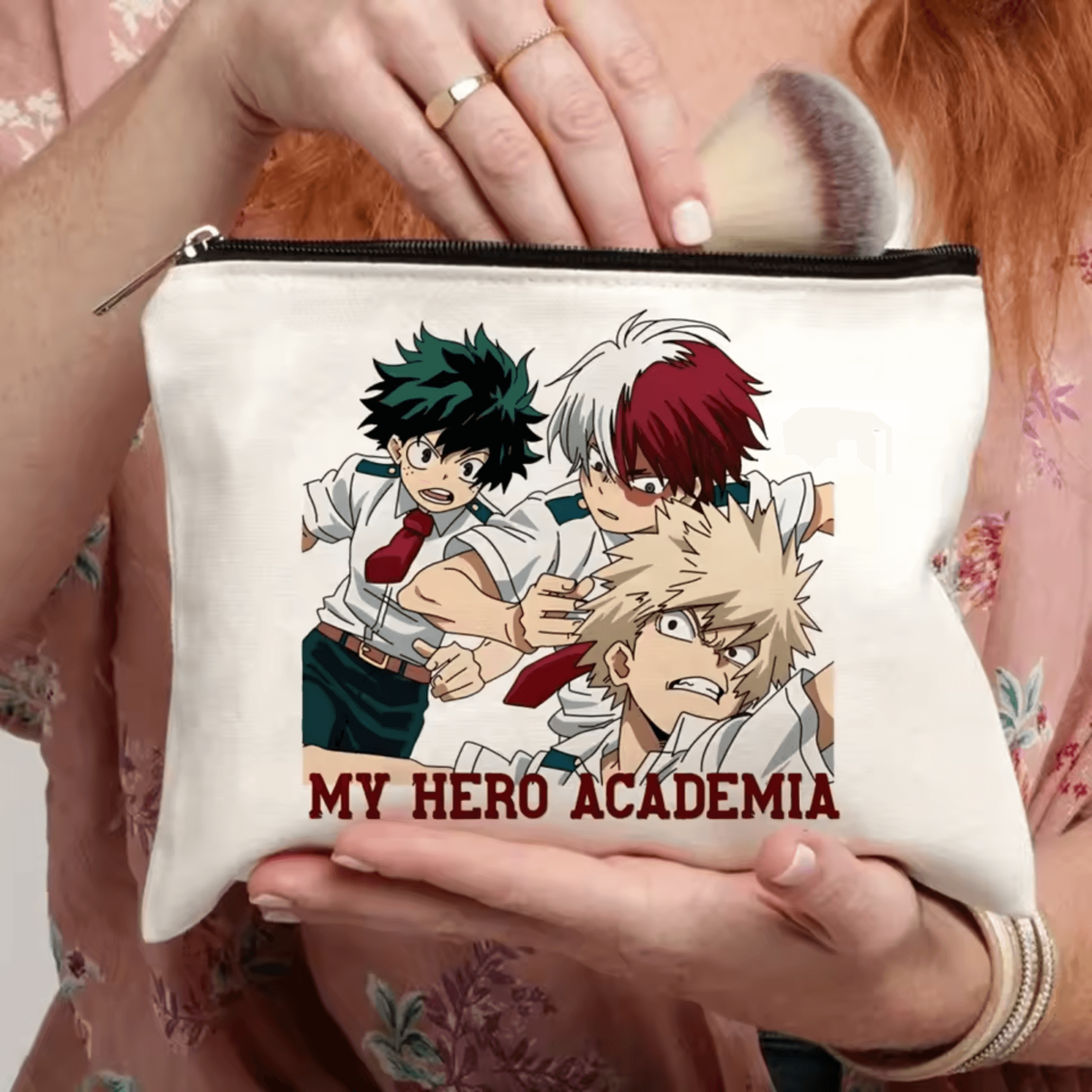 Anime My Hero Academia Izuku And Shoto With Katsuki Makeup Bag