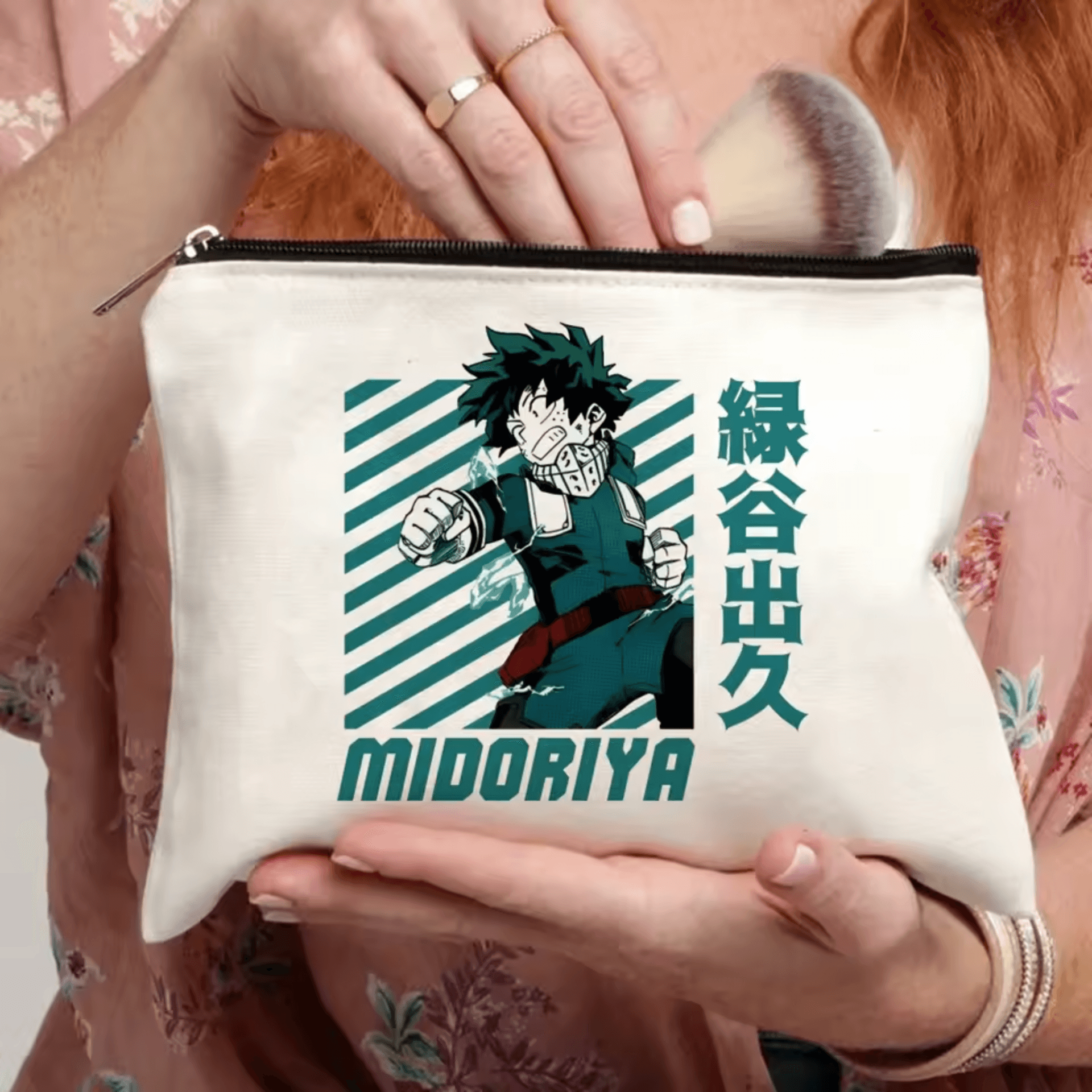 Anime My Hero Academia Izuku Midoriya White Makeup Bag