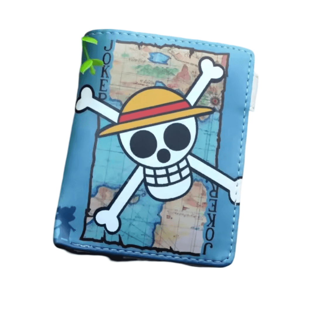Anime One Piece Straw Hat Pirates Symbol Blue Wallet