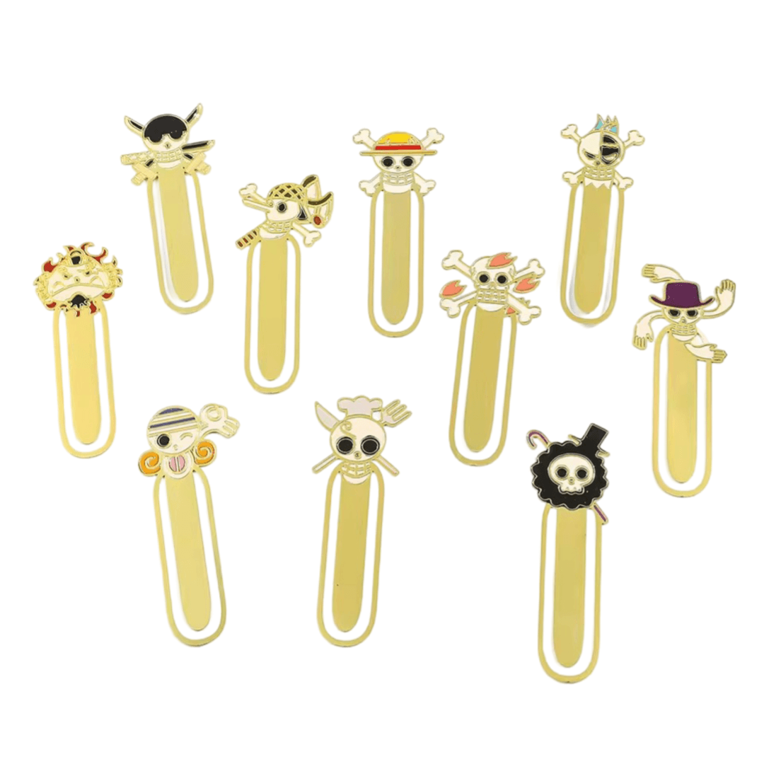 10Pcs/Set Anime One Piece Stainless Steel Bookmark
