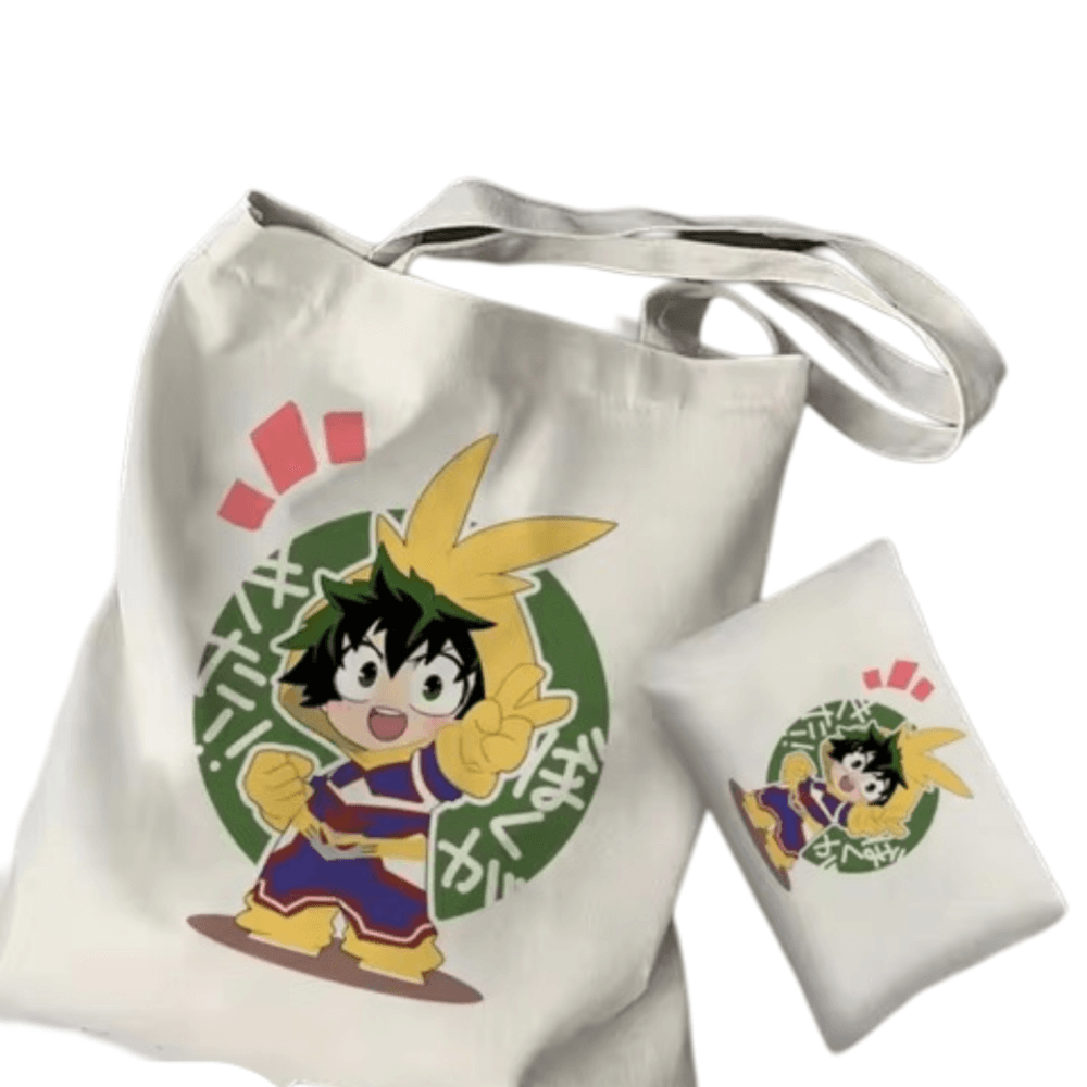 2Pcs Izuku Midoriya Anime Tote Bag Set