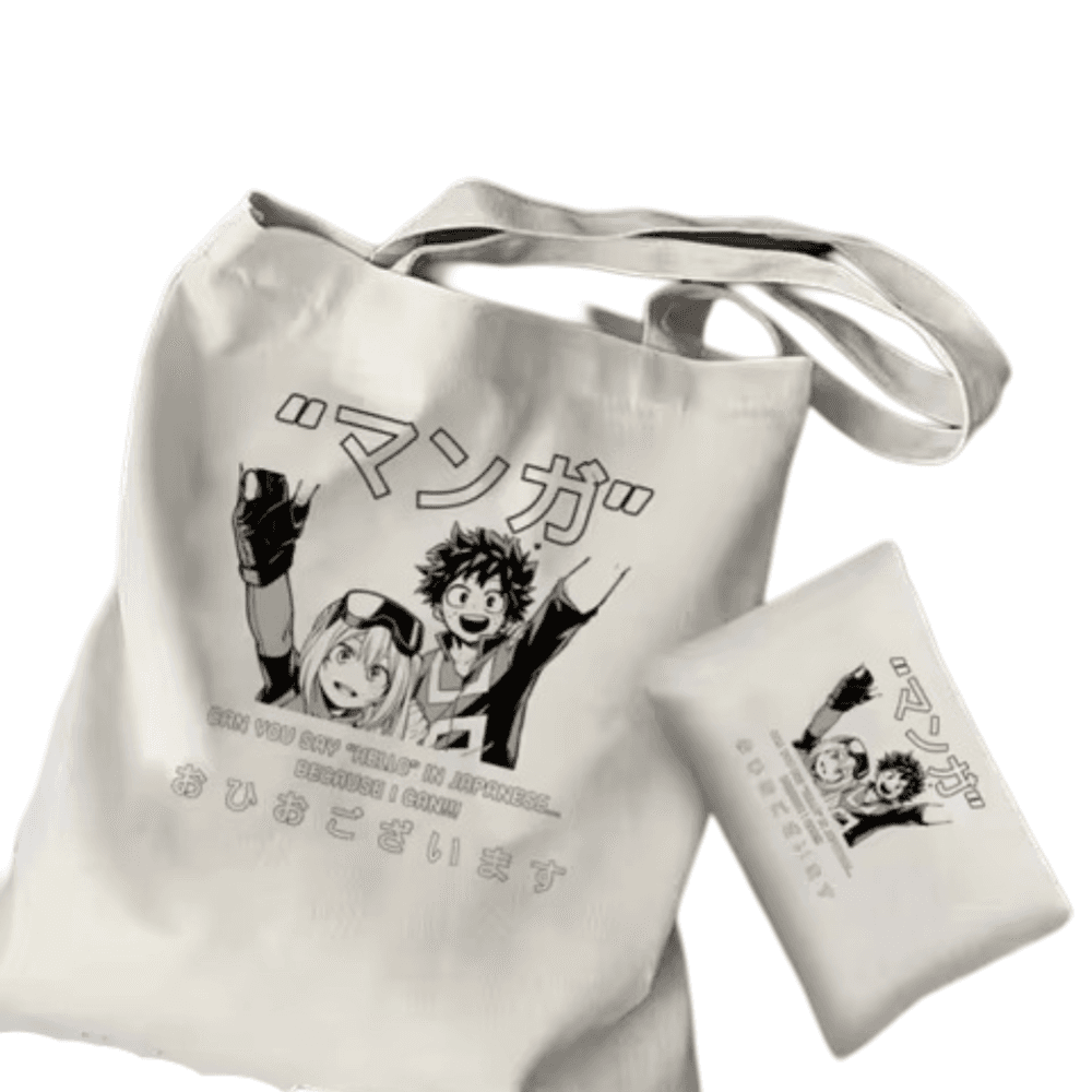 2Pcs Anime Ochaco Uraraka And Izuku Midoriya Tote Bag Set