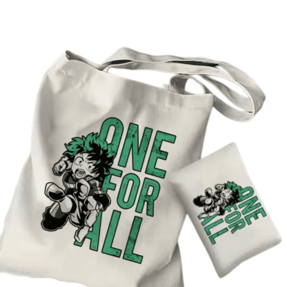 2Pcs My Hero Academia Izuku Midoriya Anime Tote Bag Set