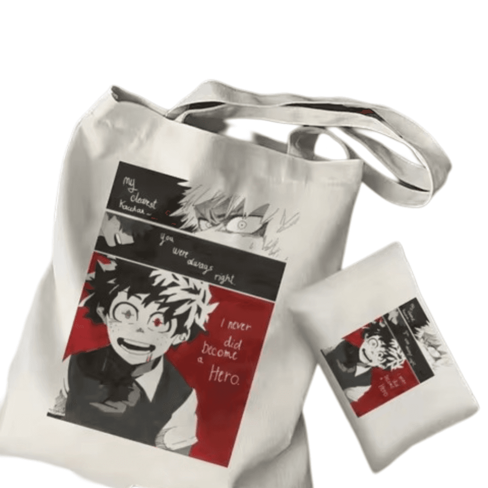 2Pcs My Hero Academia Anime Izuku Midoriya Tote Bag Set