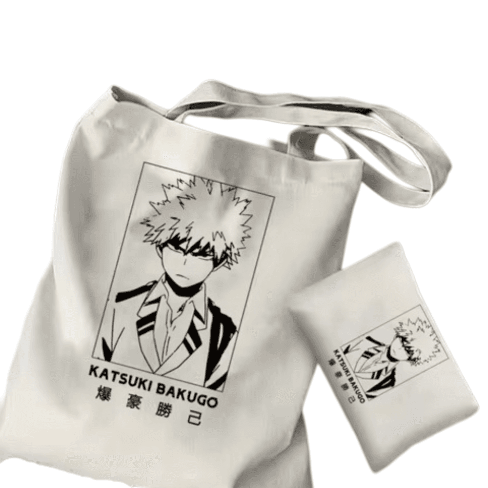 2Pcs Anime Katsuki Bakugo Tote Bag Set