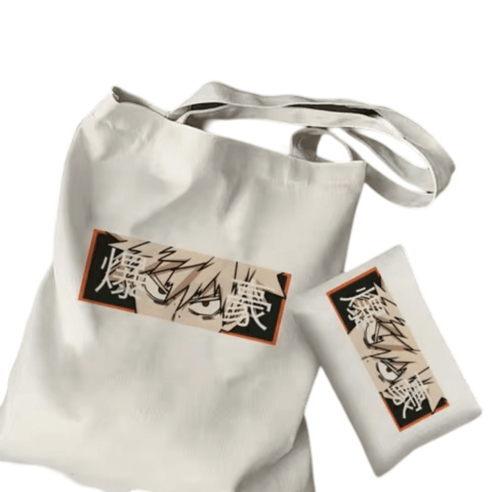 2Pcs Anime My Hero Academia Katsuki Bakugo Tote Bag Set