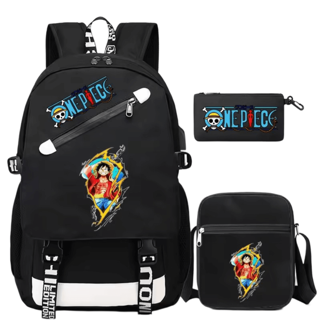 3Pcs/Set Anime One Piece Luffy Printed Backpack