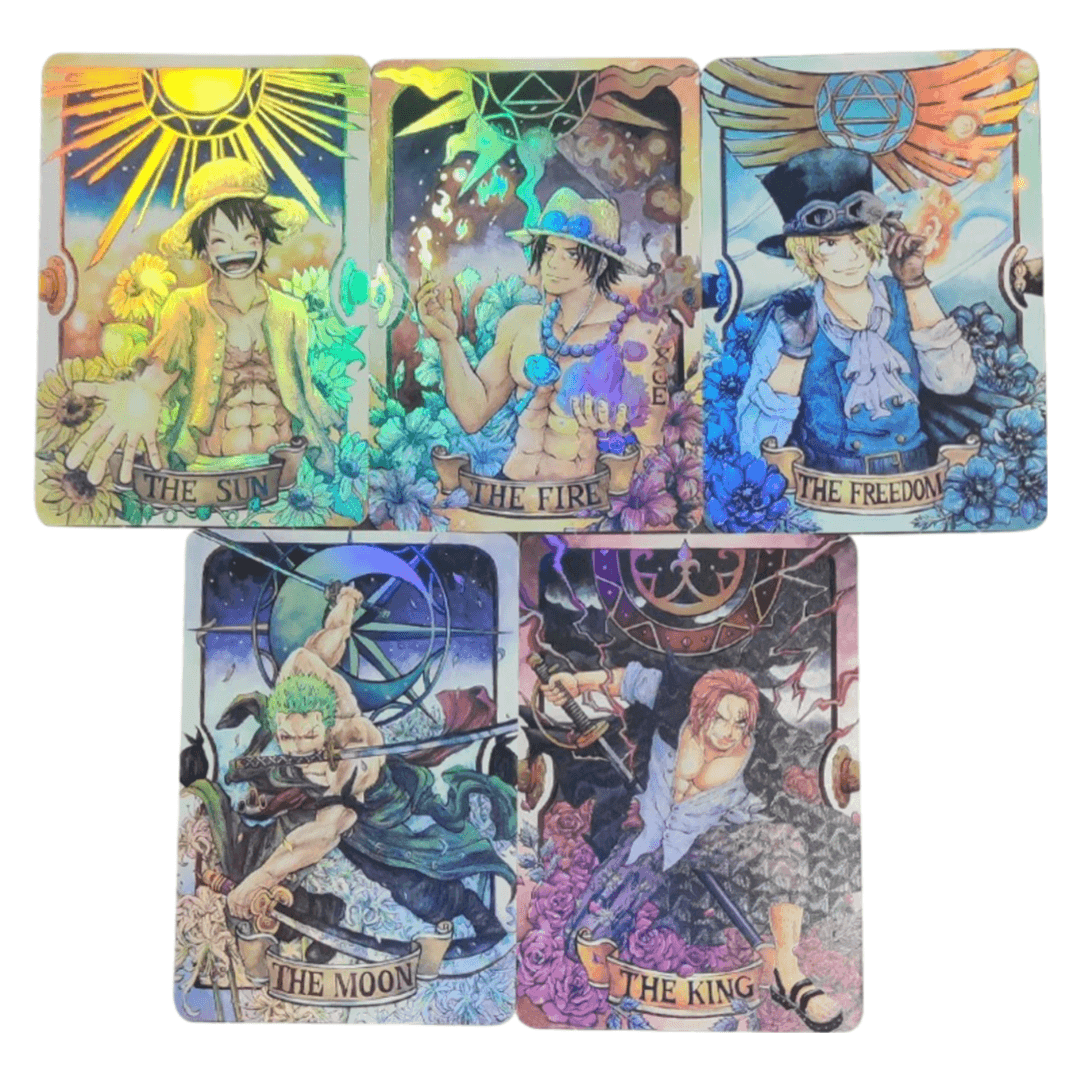 5Pcs/set One Piece Character Colorful Flash Coarse Flicker Game Playing Card