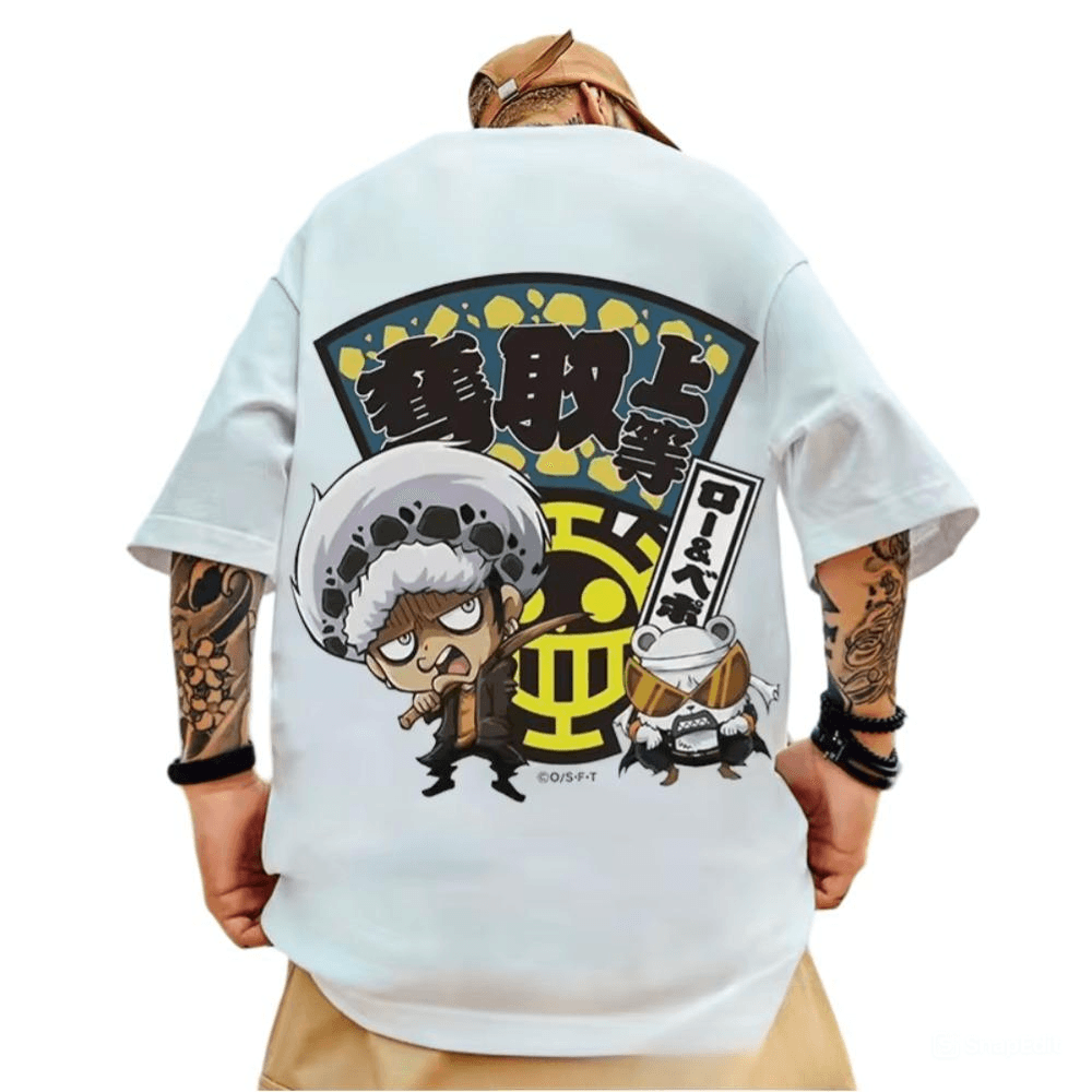 Anime One Piece Trafalgar D. Water Law Loose Outfit T-Shirt