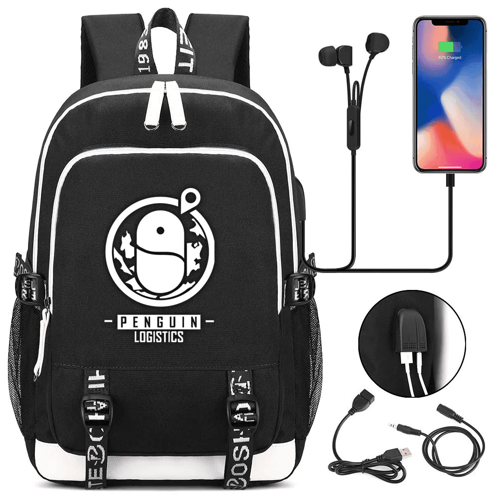 Anime Arknights Penguin Logistics USB Charging Backpack