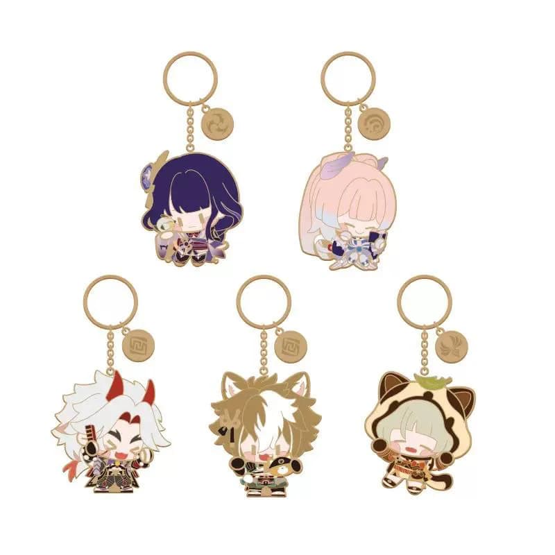 Sunsyea Genshin Impact Official Merch miHoYo Original Authentic Q Version Metal Keychain Pendant Kazuha Raiden Shogun Kokomi — detail 1