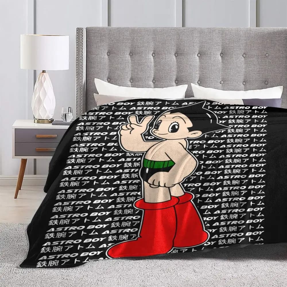 Astro Boy Anime Printed Black Blanket — detail 1