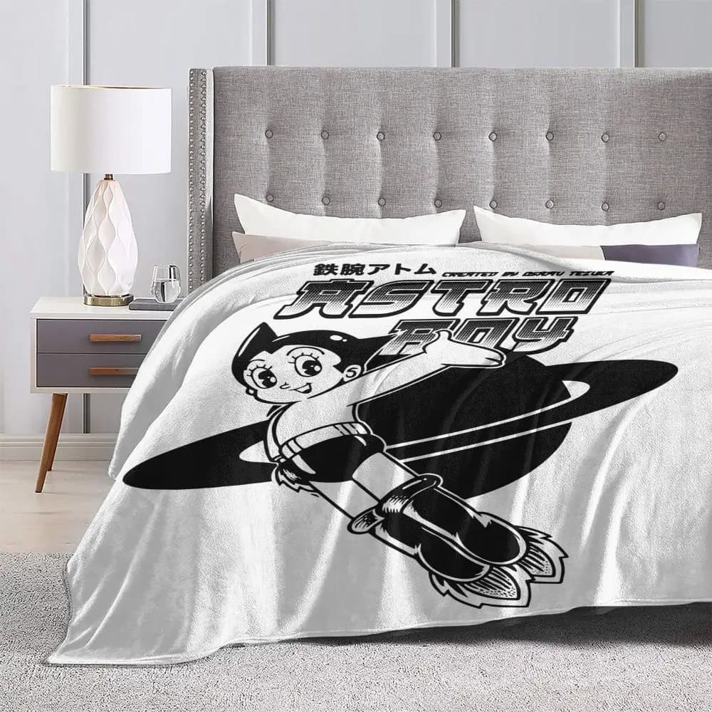 Astro Boy Anime Printed White Blanket — detail 1
