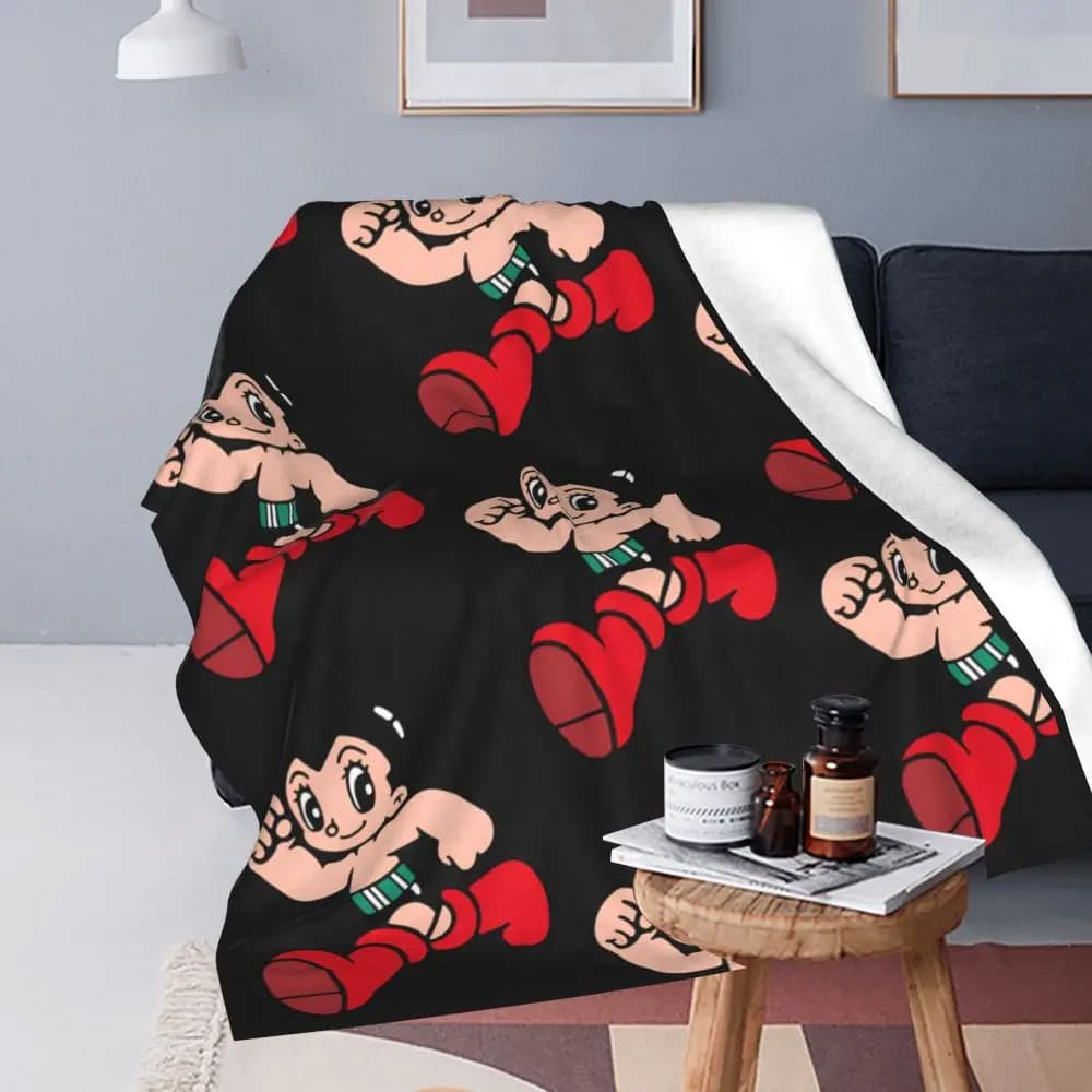 Anime Astro Boy Printed Black Blanket — detail 2