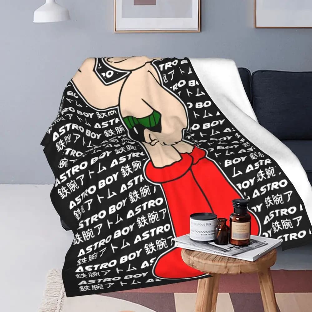 Astro Boy Anime Printed Black Blanket — detail 2